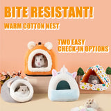 Hanging Cage House Bed — Warm Linen Nest for Guinea Pigs & Hamsters