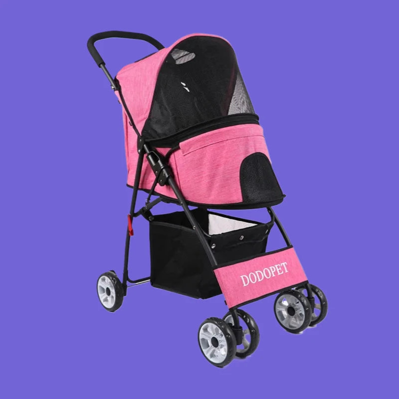 Lightweight Foldable Luxury Pet Travel Stroller for Small Dogs & Cats — Fashion Portable Outdoor Carrier