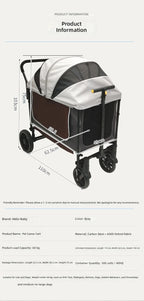 Large-Space Push & Pull Pet Stroller for Dogs & Cats — Outdoor Travel Cart with Dual-Direction Design