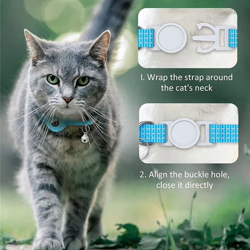 AirTag Collar Silicone Sleeve — Reflective Tracker Holder with Bell