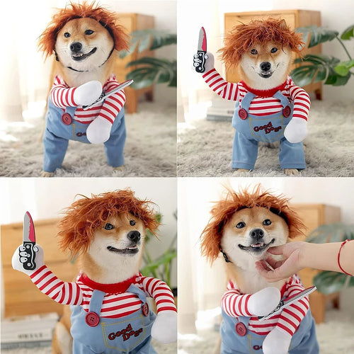 Creepy Doll Costume for Dogs (Funny Cosplay Party Outfit)