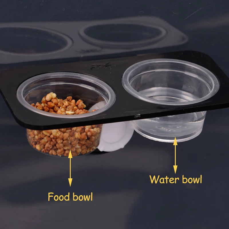 Suction-Cup Double Feeding Bowl — Space-Saving Dish for Geckos & Chameleons