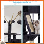 53in Cat Tree with Condo, Hammock & Scratching Post