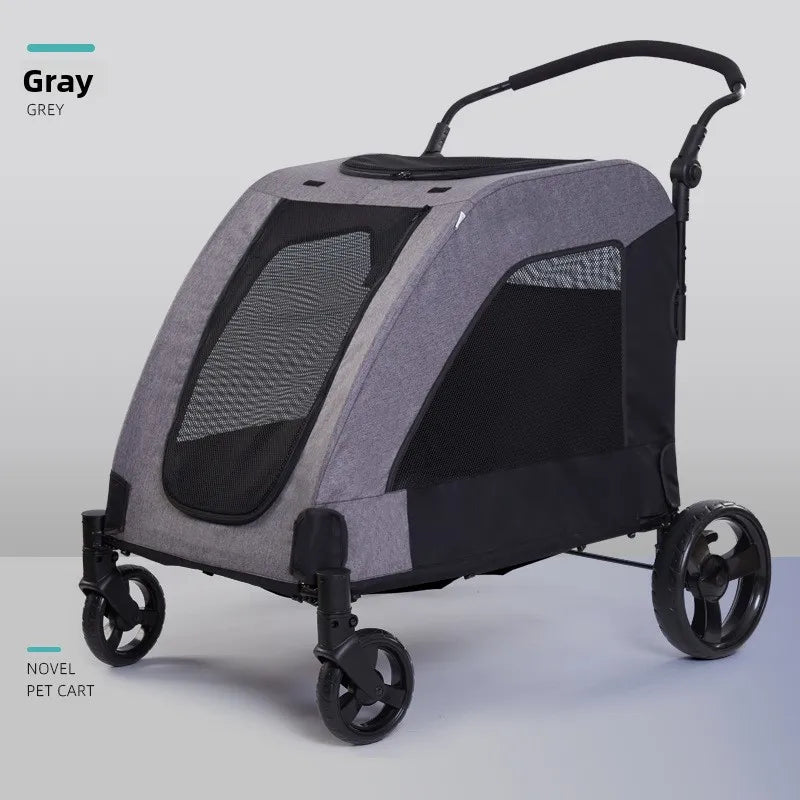 Heavy-Duty XL Dog Stroller Cart — 60 kg / 132 lbs Capacity Folding Wagon Pram for Large & Giant Dogs