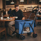 Collapsible Lightweight Pet Stroller with Rear Brakes — Easy-Access Cat & Dog Stroller for Walks & Outdoor
