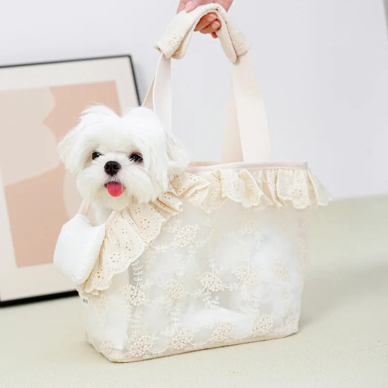 Lace Pet Outing Shoulder Bag (Breathable, Portable, Small Dogs)