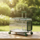 Pet Carrier with Wheels Transparent Pet Carrier Suitcase Hard-Sided Cats, Small Dogs, Travel, Airport, Professional Visits