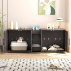 3-in-1 Wooden Cat Litter Box Cabinet with Scratching Pad