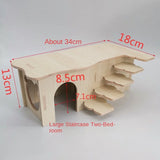 Wooden Multi-Room Hamster Maze House — Modular Habitat & Ladder Set