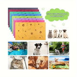 Quick-Dry Paw Print Pet Towel — Soft Absorbent Polyester