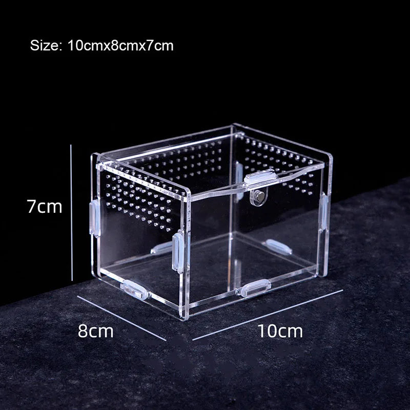 Acrylic Reptile Breeding Box — Magnetic Anti-Escape Feeding Cage