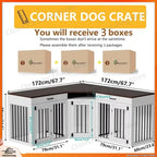 Wooden Dog Crate Furniture with Storage Drawers & Power Outlet