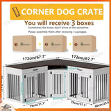 Wooden Dog Crate Furniture with Storage Drawers & Power Outlet