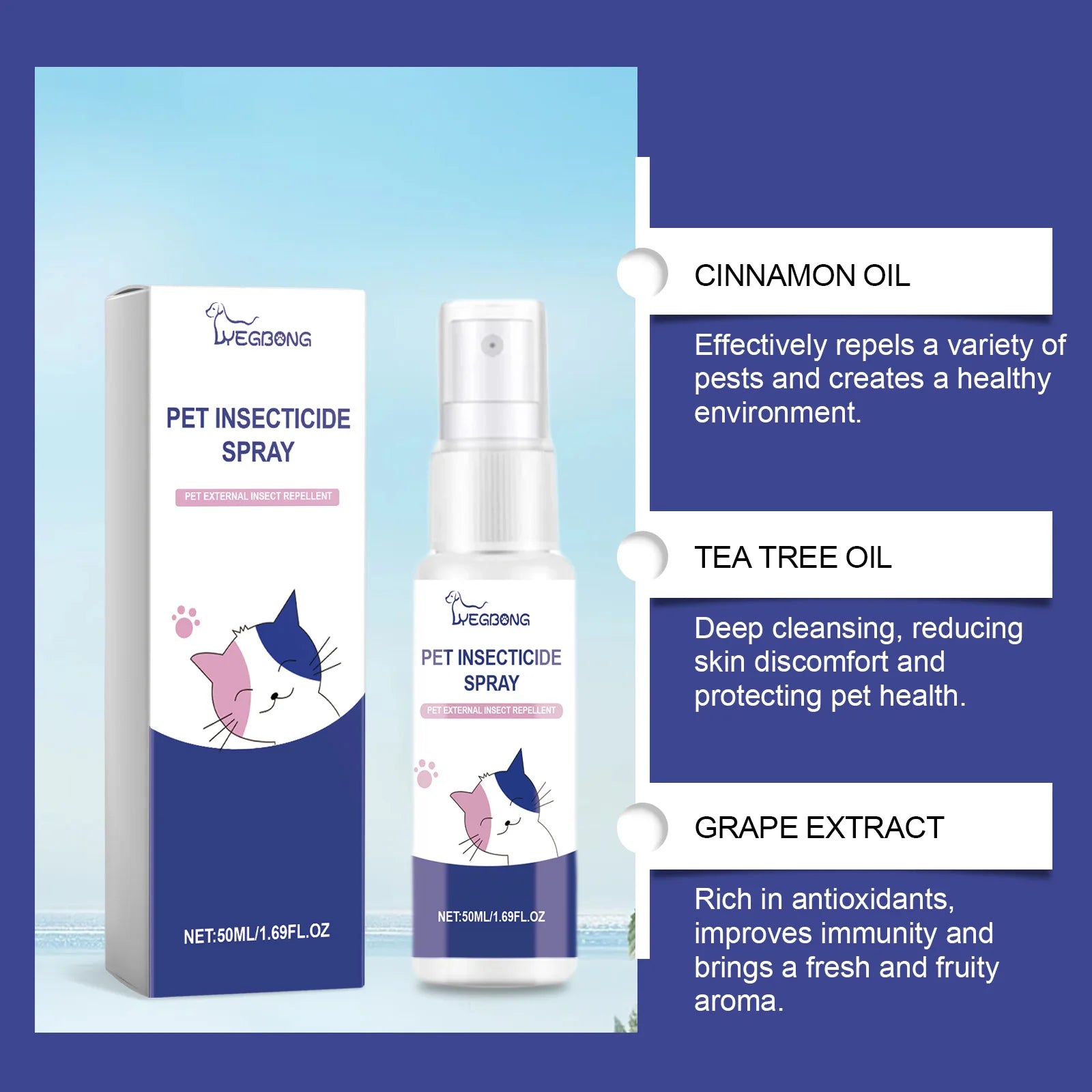 Pet Flea Repellent & Deodorizing Spray — Long-Lasting Liquid Formula