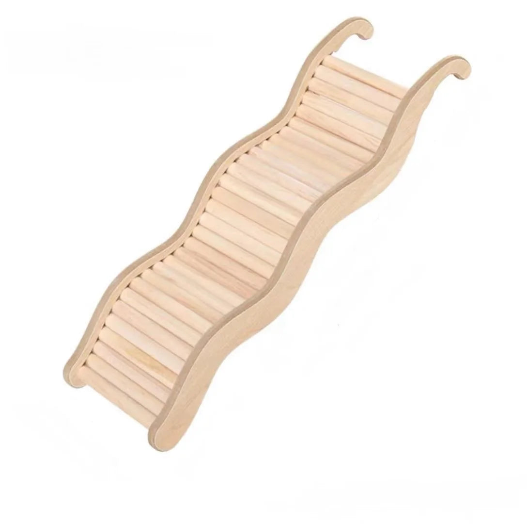 Wooden Wave Staircase & Slide — Hamster Cage Climbing Toy
