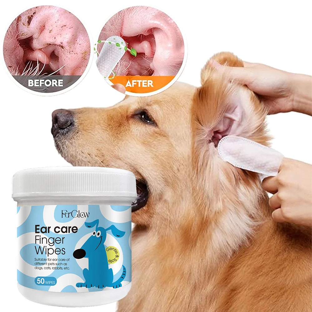 FURGLOW Finger Sleeve Ear Wipes — Gentle Daily Cleaning, 50-Count