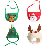 Christmas Pet Costume Set (Santa & Elk Hat with Bandana Bib)