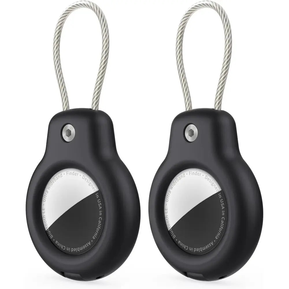 Dual-Pack AirTag Holders with Keychain & Wire Cable