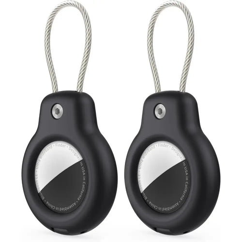 Dual-Pack AirTag Holders with Keychain & Wire Cable