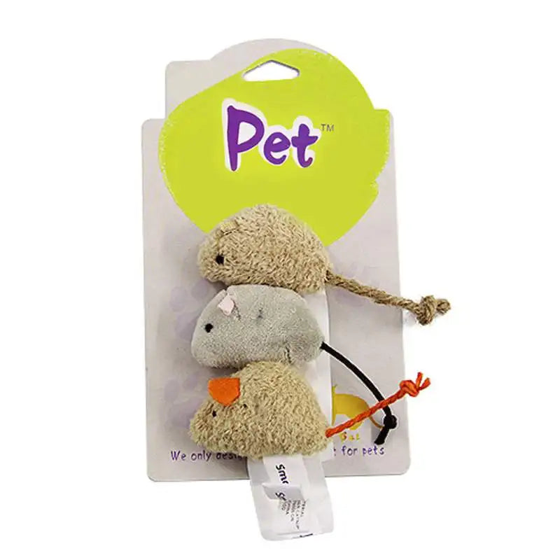 3-Piece Plush Mouse Cat Toy Set — Soft Training Toys for Kittens