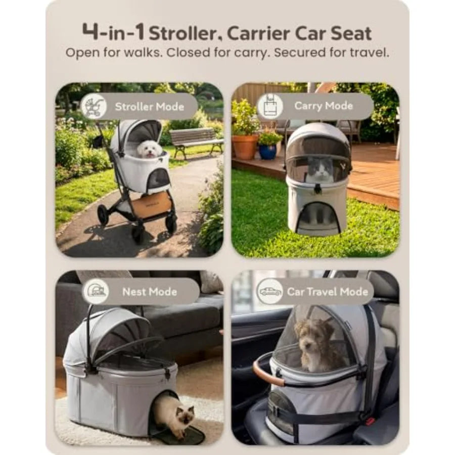 Shock-Absorbing Pet Stroller with Detachable Carrier for Small & Medium Dogs & Cats — Suspension Cart