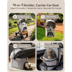 Shock-Absorbing Pet Stroller with Detachable Carrier for Small & Medium Dogs & Cats — Suspension Cart