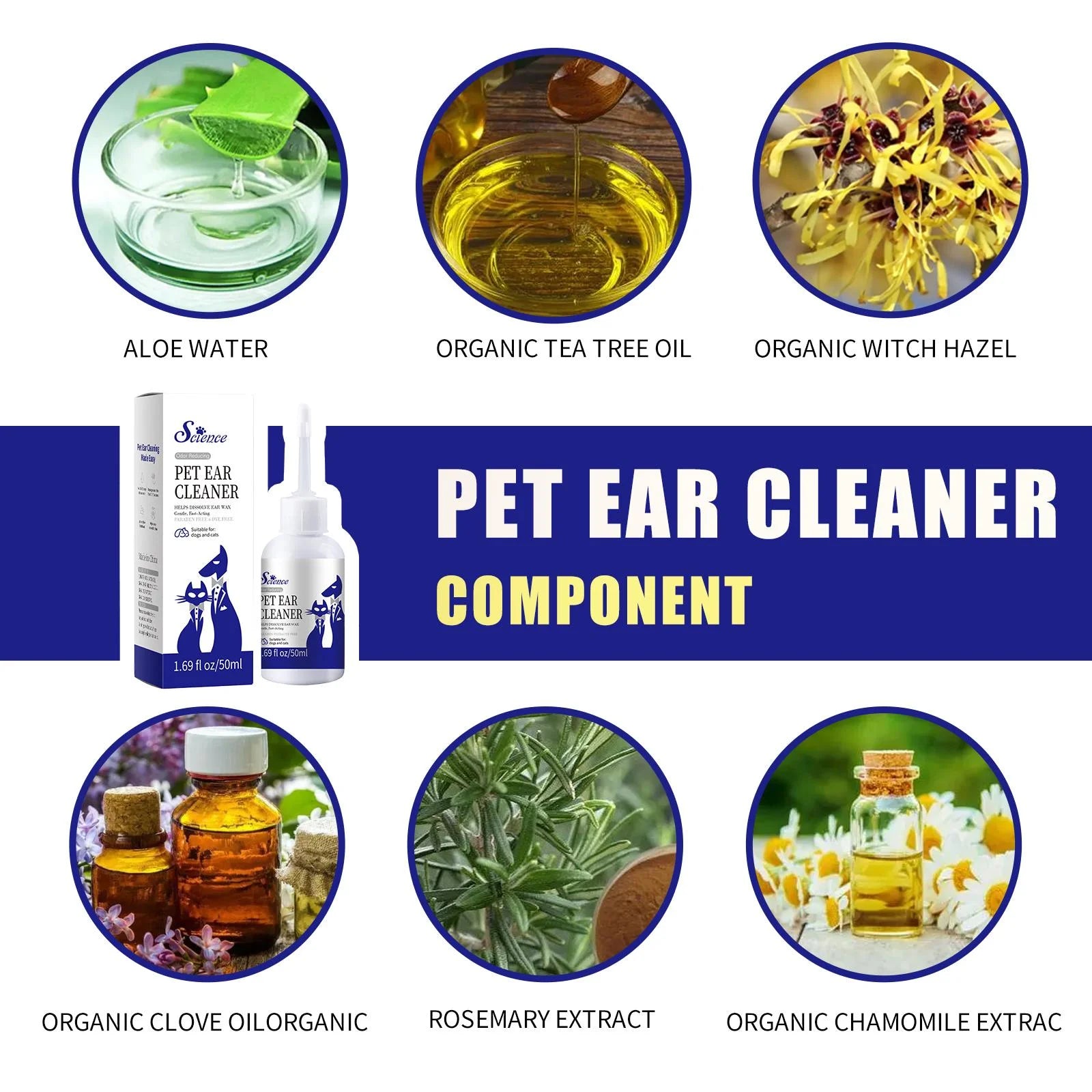 Gentle Pet Ear Drops — Alcohol-Free Mite & Earwax Solution, 50ml