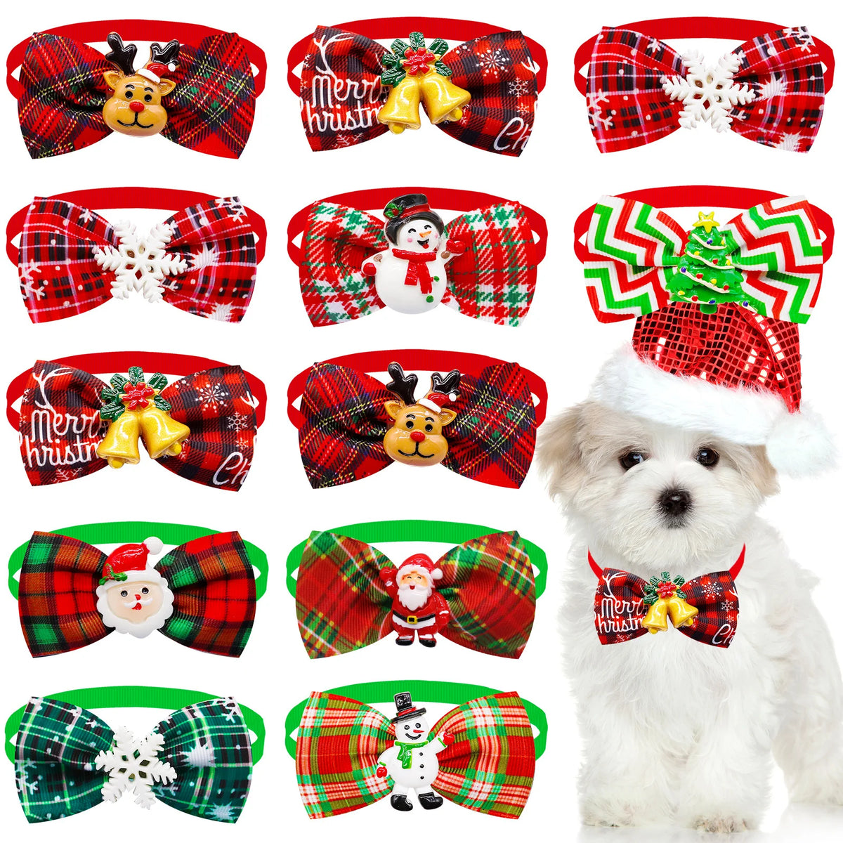 Christmas Dog Bowtie Bulk Pack (50 or 100 Pieces)
