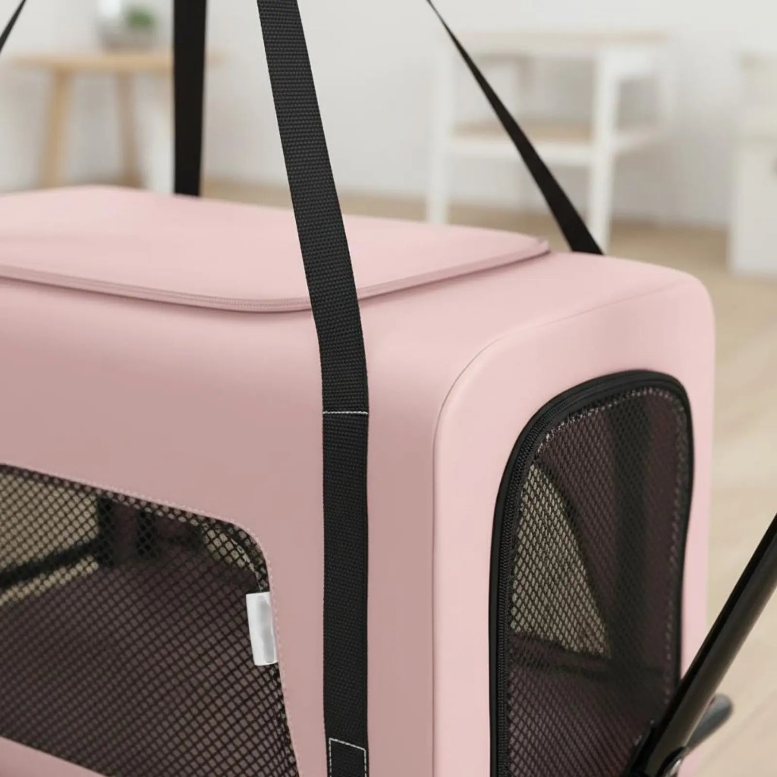 Breathable Mesh Foldable Pet Stroller with Telescoping Handle for Cats
