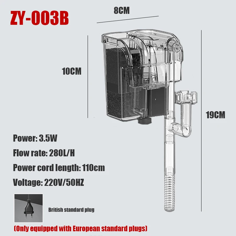 Wall-Mounted 3-in-1 Aquarium Waterfall Filter Pump (110V/220V)