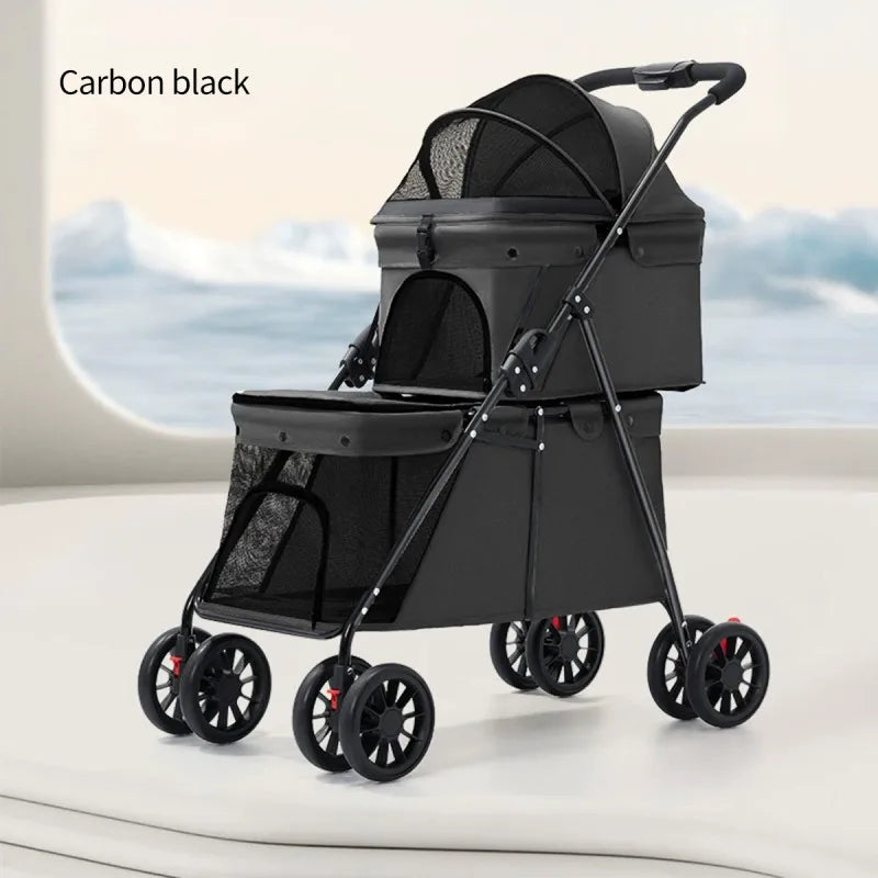 Foldable Lightweight Pet Stroller for Cats & Small Dogs with Safety Belt — Portable Outdoor Carrier