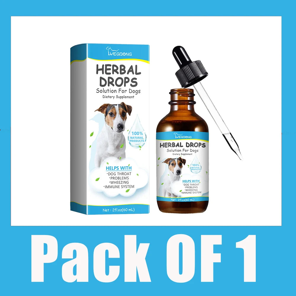Pet Herbal Cough Relief Drops (Throat Soothe, Immunity Boost, Cats & Dogs)