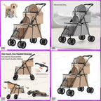 Foldable Lightweight Pet Stroller for Cats & Small Dogs with Safety Belt — Portable Outdoor Carrier