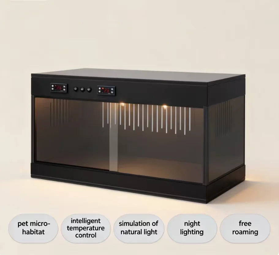 Large Reptile Terrarium — 80×40×40cm Habitat with Digital Thermostat & Sliding Glass Door