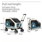 Foldable Large Pet Stroller with Telescopic Handle, Silent Wheels & Breathable Mesh — Outdoor Trolley Cart