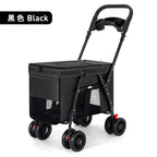 All-Terrain Pet Stroller Pram for 2 Small Dogs & Cats Up to 30 lbs — Foldable with Storage Basket & Cup Holder