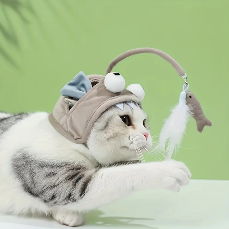 Adjustable Cat Headwear Teaser — Hands-Free Self-Chase Toy