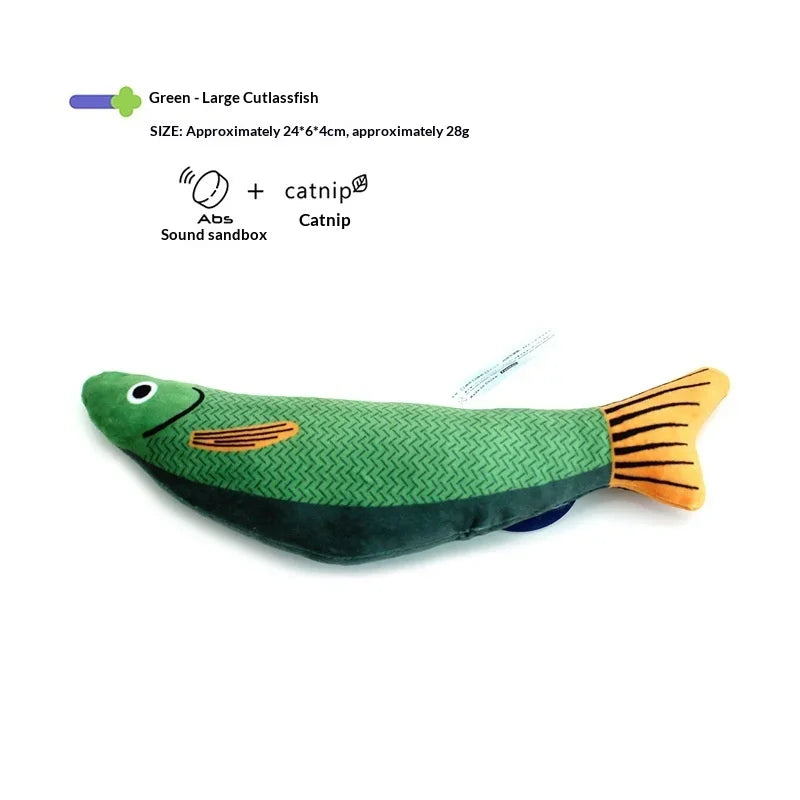 Catnip & Silvervine Fish Kicker Toy — Chew-Resistant with Wand Attachment