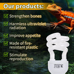 UVB Reptile Basking Lamp — 13W E27 Bulb for Vitamin D3 & Calcium Absorption