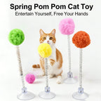 Suction Cup Fur Ball Spring Toy — Hands-Free Bouncing Cat Toy