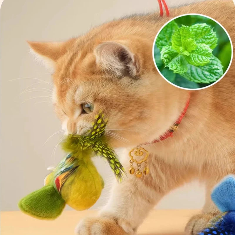 Chirping Electric Bird Toy — Catnip Hanging Cat Toy, 3-Pack