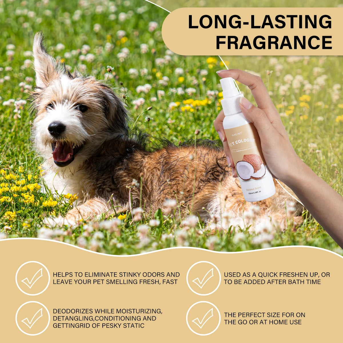 Coconut Pet Deodorizing Spray — Long-Lasting Dog Cologne, 100ml