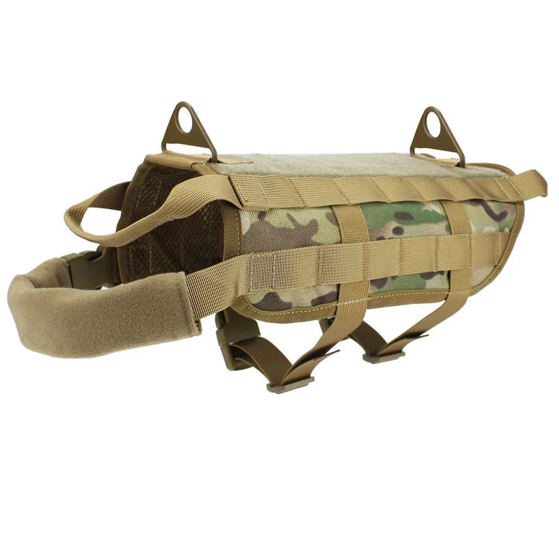 Tactical Camo Dog Vest (Outdoor Training, Chest & Back, Large Dogs)