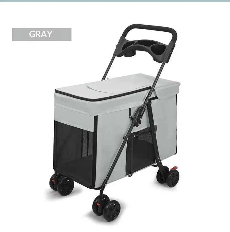 Foldable All-Terrain Large Dog & Cat Stroller Cart — Portable Outdoor Carrier