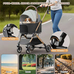 3-in-1 Foldable Pet Stroller with Separable Basket Carrier for Dogs & Cats up to 45 lbs
