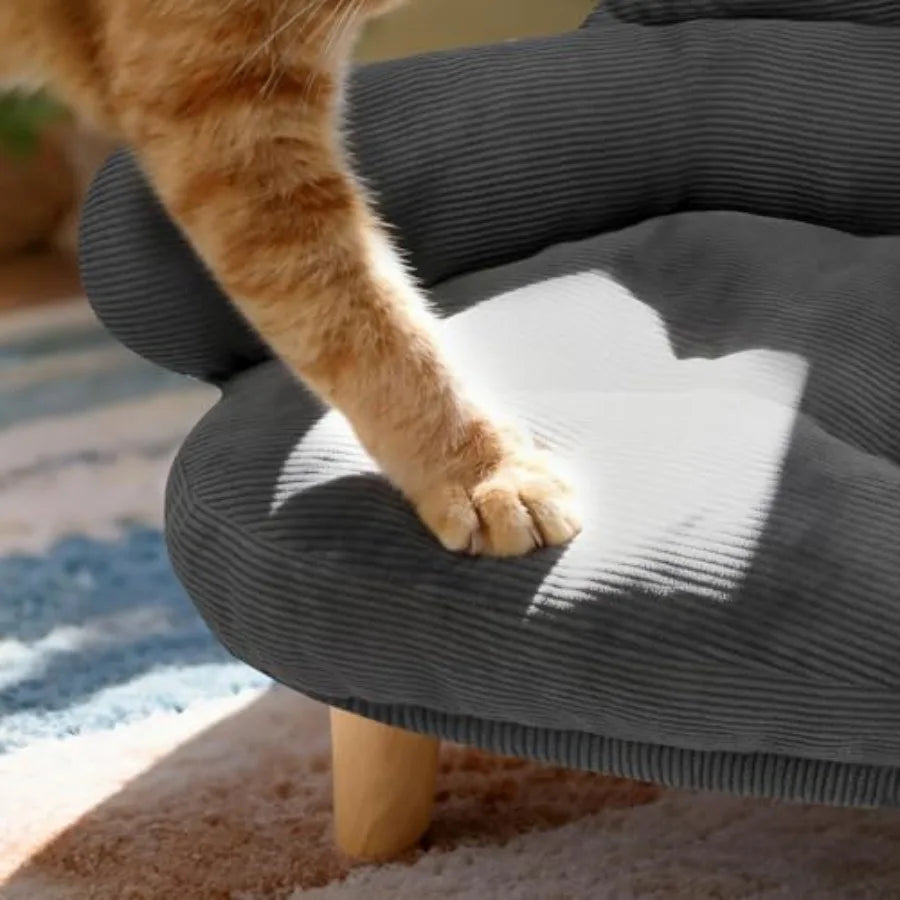 Cat Sofa Bed with Removable Velvet Cover & Pine Wood Legs
