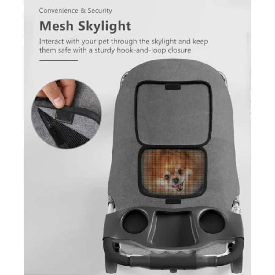 OS MOTOR 3-Wheel Portable Foldable Jogger Pet Stroller for Small & Medium Dogs, Cats & Puppies