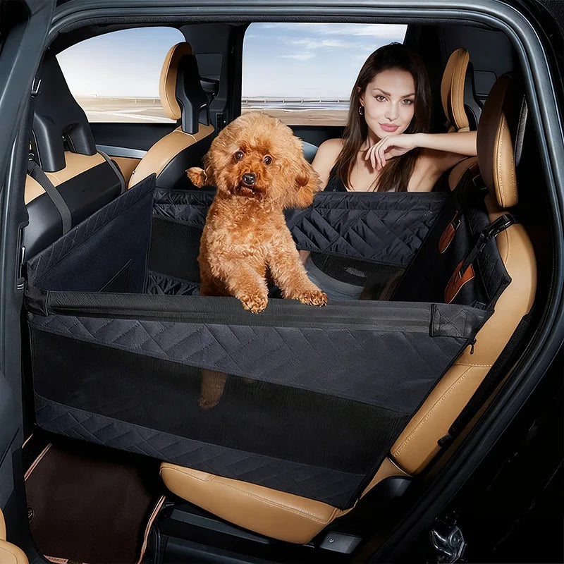 Waterproof Pet Car Seat Cover & Backseat Bed for Large Dogs & Cats