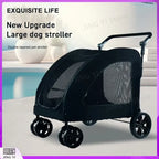 Large Capacity Foldable Dog Pet Stroller with Sunshade & Waterproof Fabric — Outdoor Travel Carrier