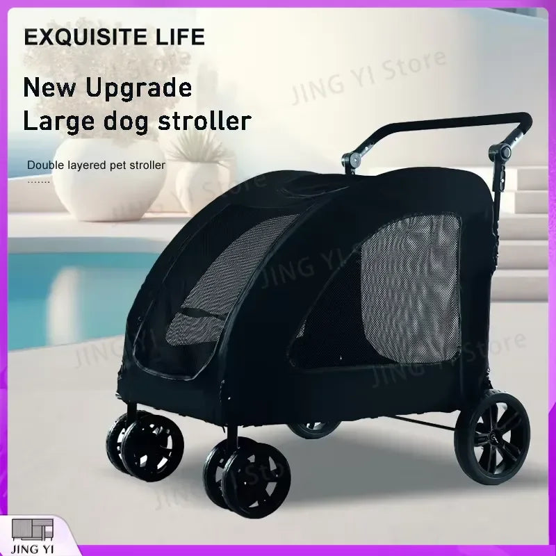 Large Capacity Foldable Dog Pet Stroller with Sunshade & Waterproof Fabric — Outdoor Travel Carrier